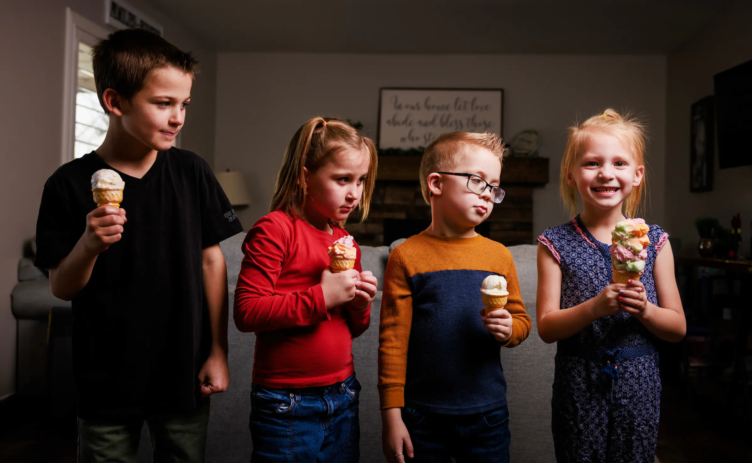 Isaac blessing Jacob while Rebekah looks on, Esau absent — a family split by parental favoritism