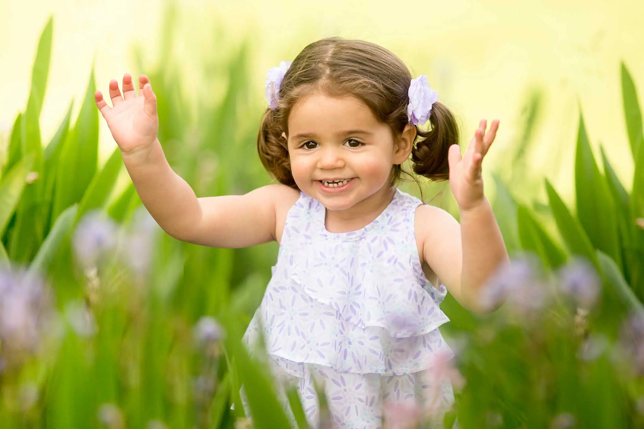 toddler wearing floor-length dress hem safety check