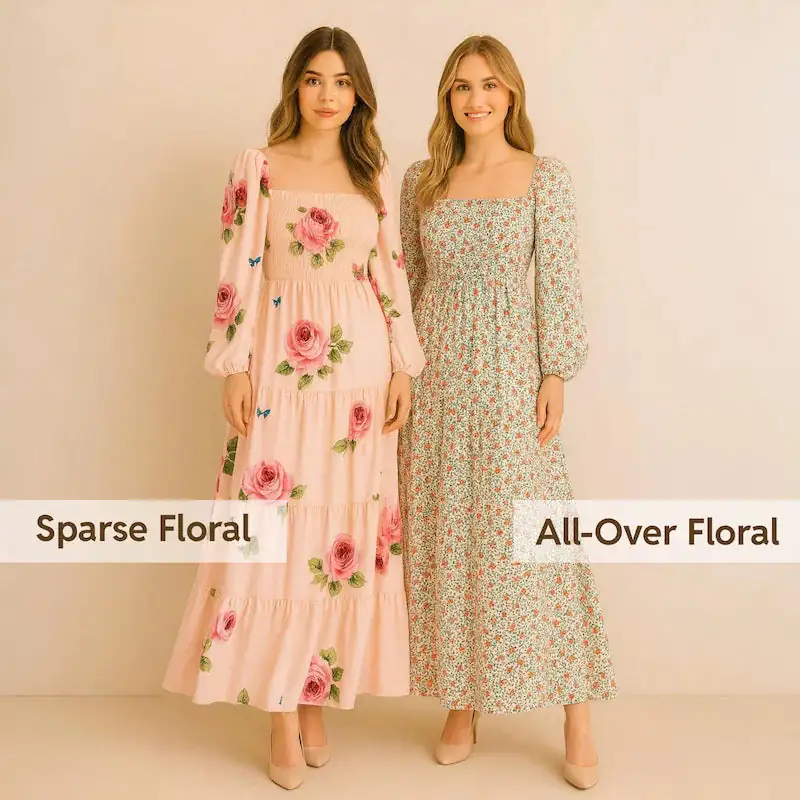 ditsy floral print versus botanical print comparison for tween dresses